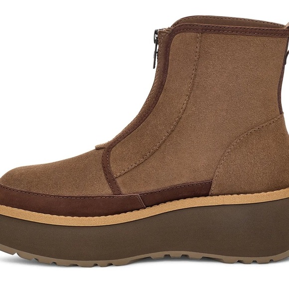 UGG Women Cityfunc Zip Water-Resistant Platform Bootie Hickory Suede Size 9 New - Picture 11 of 15